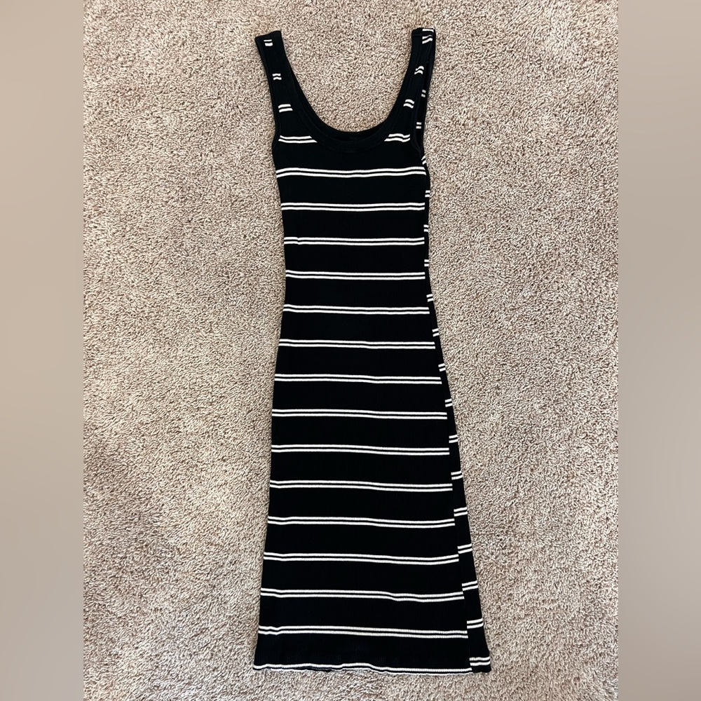 Wild Fable Black and White Striped Midi Dress
